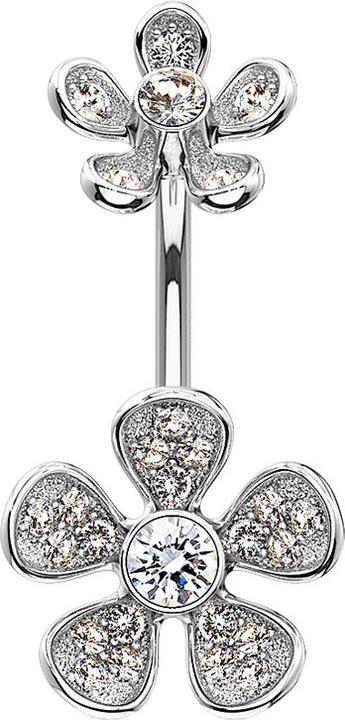 Star Piercing Banane Innengewinde silber doppel Blume (Messing, Chirurgenstahl 316L)