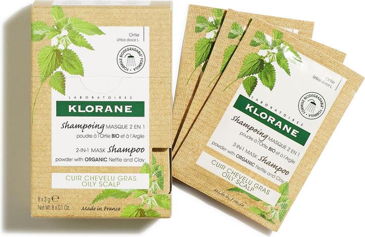 Actual product image Klorane Shampoo-powder mask with organic nettle (24 ml, Liquid shampoo)