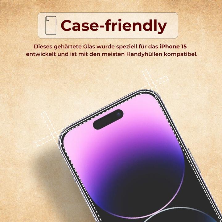Produktbild Protectorking 1x echtes Tempered 9H Panzerhartglas 3D KLAR (1 Stück, Apple iPhone 15)