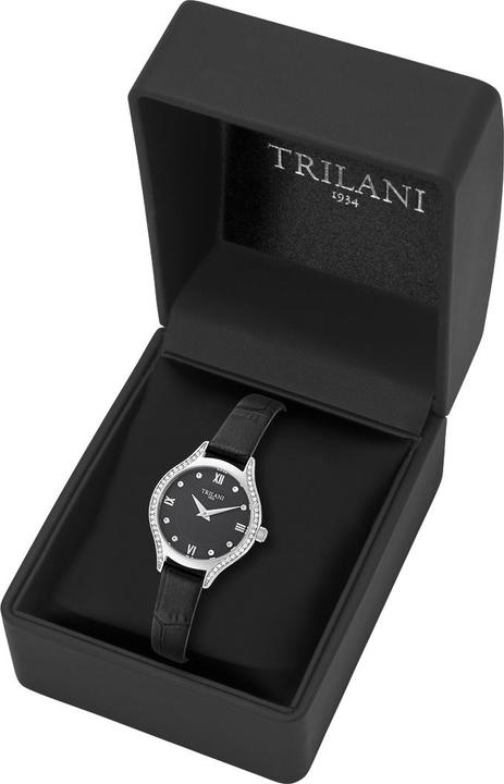 Immagine prodotto Trilani Orologio al quarzo da donna in vera pelle nera - 30494 (Orologio da polso analogico, 26 mm)
