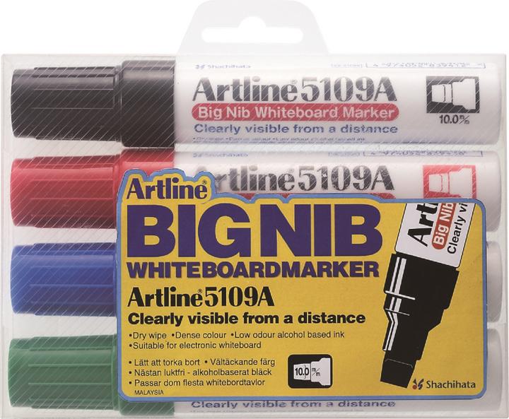 Actual product image Artline Whiteboard pen 5109A BIG 4/saet (Black, White, 10 mm, 4 x)