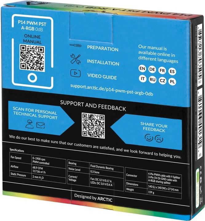 Produktbild Arctic P14 PWM PST A-RGB (140 mm, 1 x)