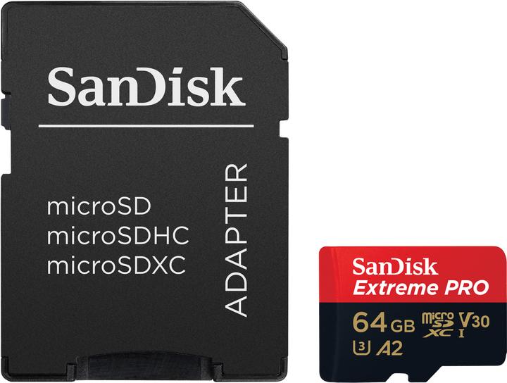 Immagine prodotto SanDisk Extreme PRO UHS-I V30 (64 GB, microSDXC, U3, UHS-I)