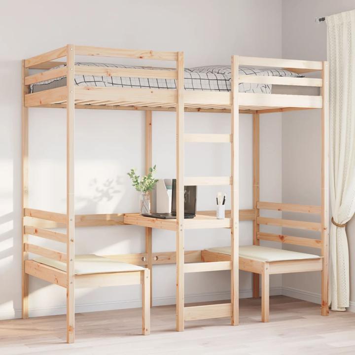 Produktbild VidaXL Hochbett mit Schreibtisch & Stühlen (90 x 190 cm)