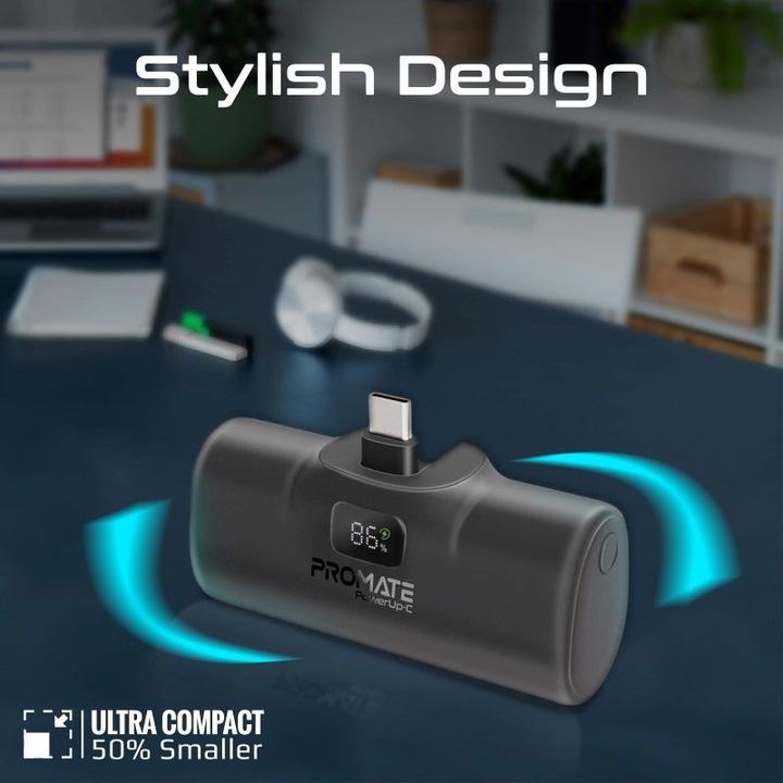 Actual product image ProMate PowerUp-C 5000mAh Mini Powerbank Black (5000 mAh, 18.50 Wh)