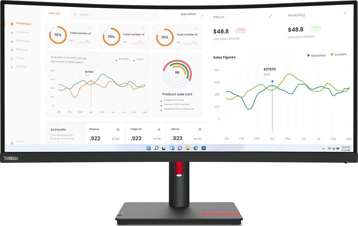 Image du produit Lenovo ThinkVision T34w-30 (3440 x 1440 pixels, 34")