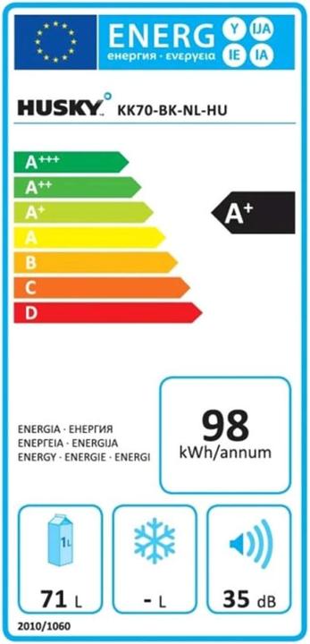 Energy Label Husky KK70-BK-NL-HU - Mini koelkast (71 l)
