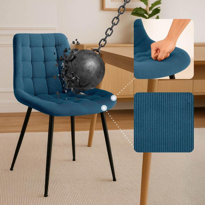 Image du produit CLP Chaise de salle à manger Sardna revêtement velours côtelé rembourré avec dossier