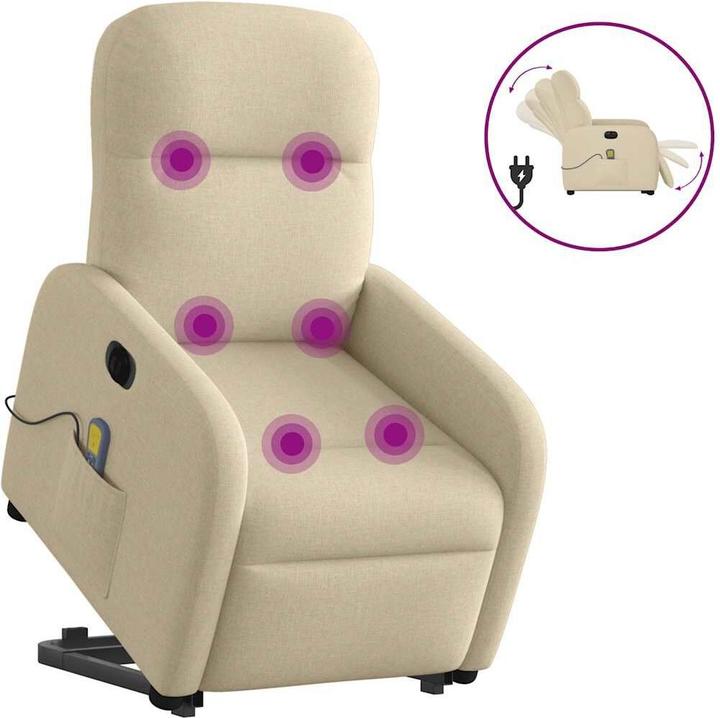 Actual product image VidaXL Electric massage chair with stand-up aid cream fabric