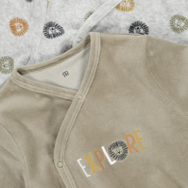 Actual product image La Redoute Collections 2-Pack Velvet Romper with Lion Motif (80)