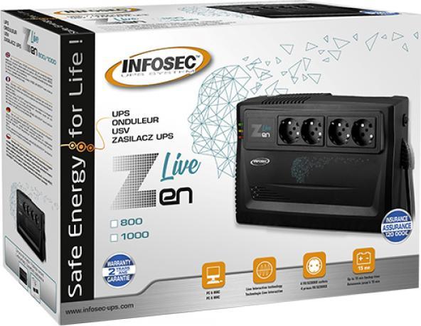 Actual product image Infosec compatible ZEN LIVE 1000 (1000 VA, 600 W, Line-interactive UPS)