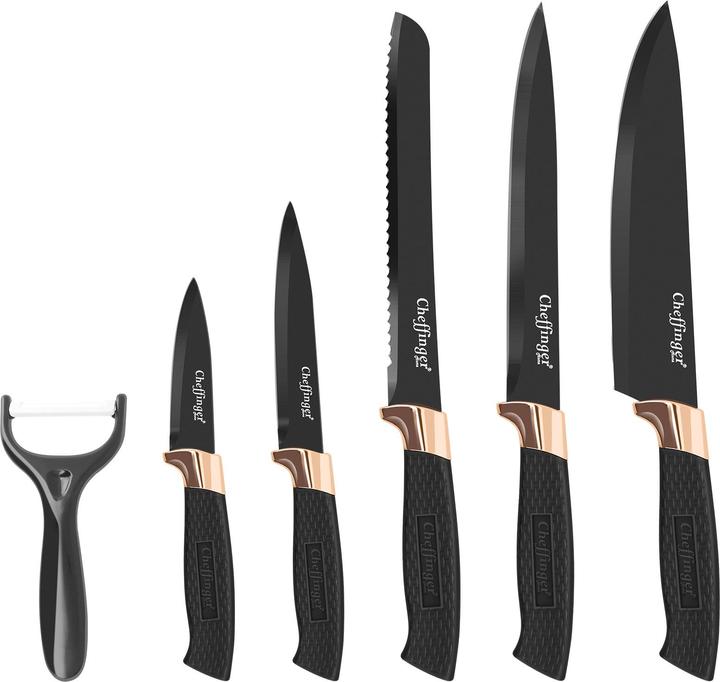 Produktbild Cheffinger Messerset - 7 Teile - Gold und Schwarz