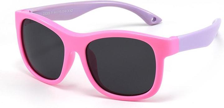 Techsuit - Sunglasses Polarised (8306-C42) - for Babies, Square Shape, with Strap - Pink / Purple