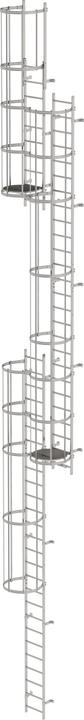 Produktbild Munk Mehrzügige Steigleiter mit Rückenschutz (Notleiter) Edelstahl 14,36m (Mehrzweckleiter, 1436 cm)