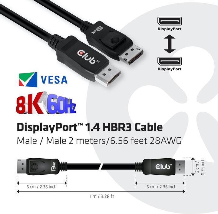 Image du produit Club 3D DisplayPort — DisplayPort (2 m, DisplayPort)