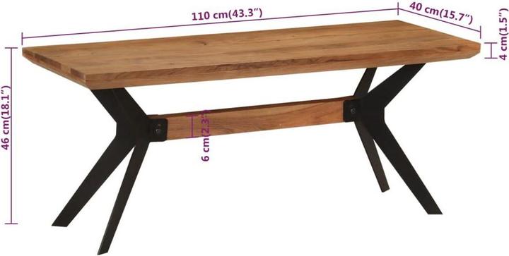 Immagine prodotto VidaXL Panca da sala da pranzo panca da cucina panca in legno massiccio di acacia acciaio (110 cm)