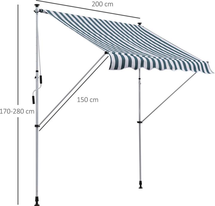 Produktbild Outsunny Klemmmarkise mit Handkurbel (2 m)