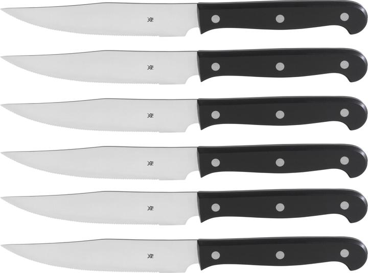 WMF Steakmesser Set 6tlg Pizzamesser Kansas Spezialklingenstahl Holzbox (6 Stück, Messer)