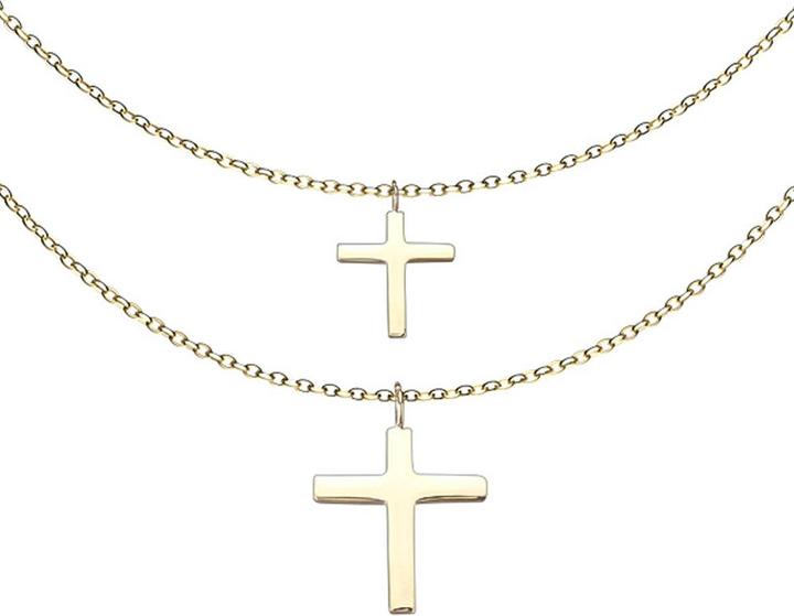 Star Piercing Kette vergoldet Anhänger doppel Kreuz (Chirurgenstahl 316L, ohne Messing)
