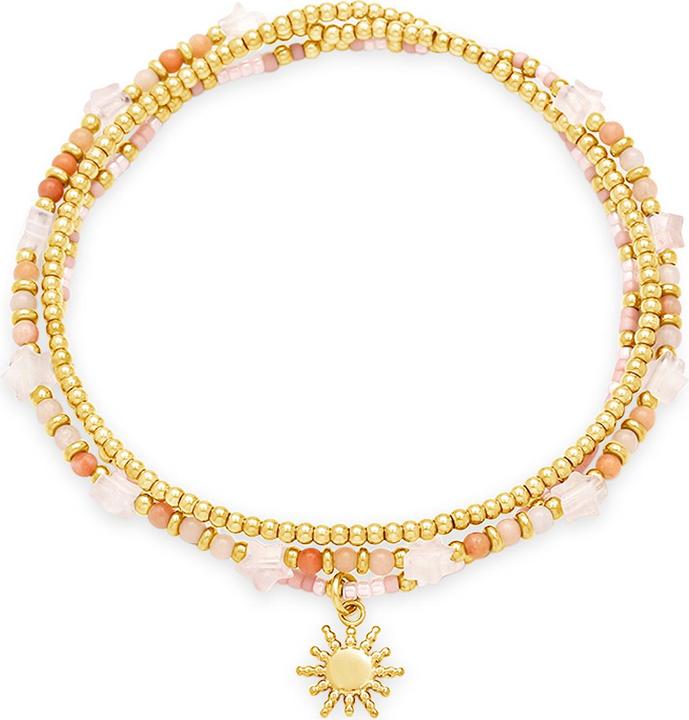 Leyda Armband Edelstein mit Edelstahl fein (50 cm, Stein, Edelstahl Gelb Vergoldet 18K, Miyuki Perlen)