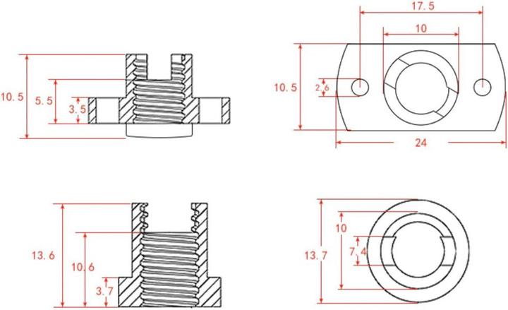 Produktbild Purecrea Anti-Backlash Mutter T8 Trapez Pitch 8mm