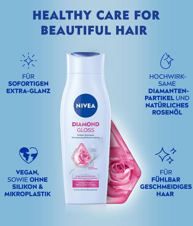 Produktbild NIVEA Diamond Gloss Shampoo Fl 250 ml (250 ml, Flüssiges Shampoo)