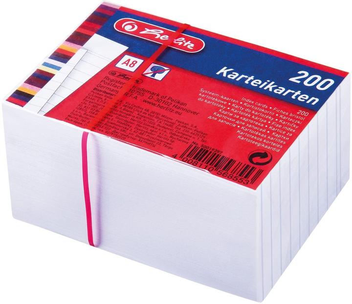 Actual product image Herlitz Index cards, DIN A8, lined, whiteá (A8, 170 g/m², 200 x)