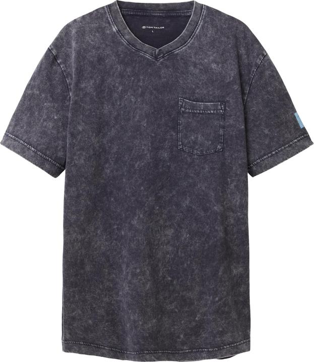 Image du produit Tom Tailor T-Shirt Kurzarmshirt mit V-Ausschnitt, ausgewaschener Optik und Brusttasche (M)
