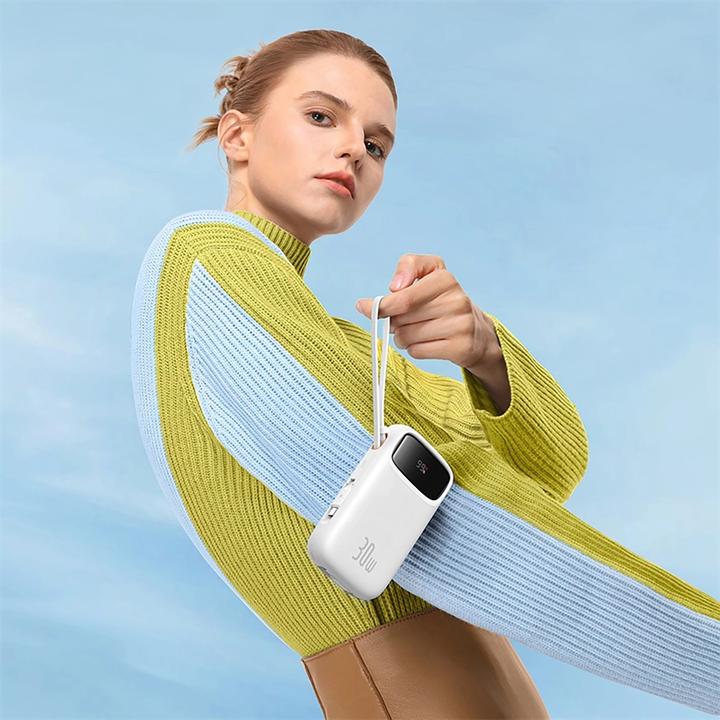 Actual product image Baseus Powerbank QPow 2 20000mAh 30W 2xUSB-C (white) (20000 mAh, 30 W, 30 Wh)