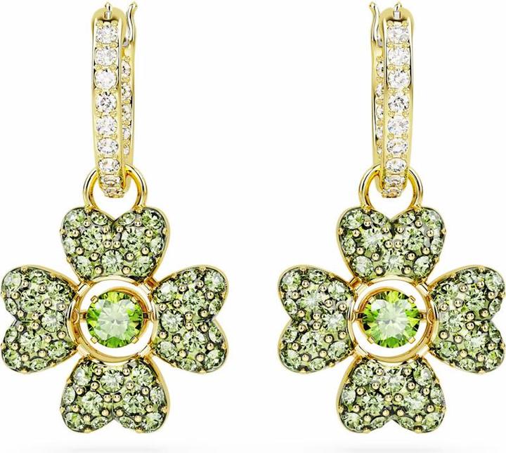 Swarovski Idyllia Drop Ohrhänger Glücksklee Grün Gold (Metall)