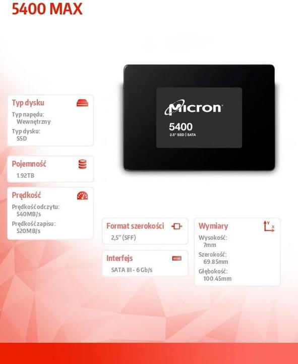 Productafbeelding Micron 5400 MAX SATA SSD (1920 GB, 2.5")