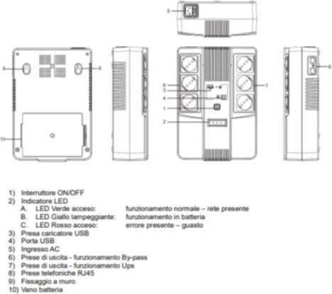 Produktbild Elsist MULTISTATION 1000 A interaktive Leitung 1 kVA 600 W 6 Steckdose(n) AC (1 VA, 600 W, Line-Interaktiv USV)