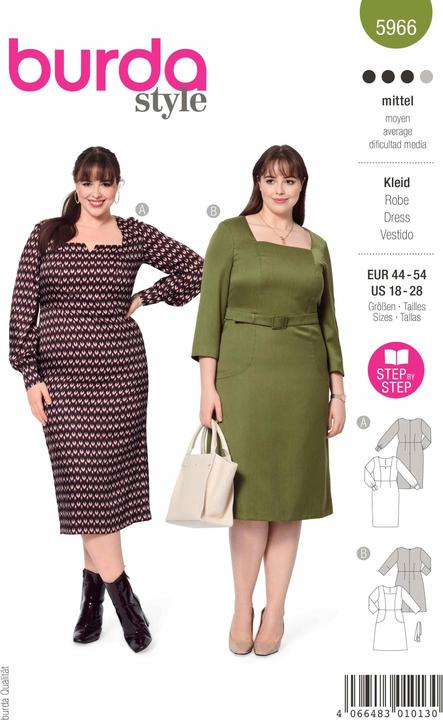 Produktbild Schnittmuster Kleid – Karree-Ausschnitt mit Teilungsnähten