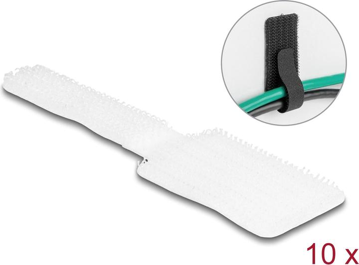 Delock Fascetta in velcro autoadesiva bianca 90 mm x 24 mm (Fascette in velcro, 90 mm, 10 pz.)