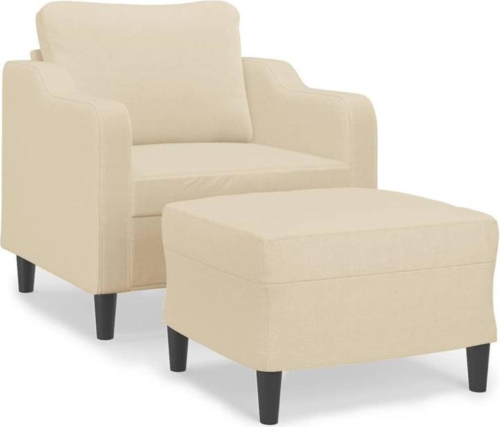 Produktbild VidaXL Sessel mit Hocker Relaxsessel Fernsehsessel Polstersessel Creme Stoff