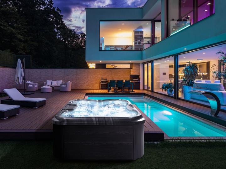 Produktbild Beliani Whirlpool Outdoor grau mit LED rechteckig 180 x 215 cm ARCELIA (4 Pers.)