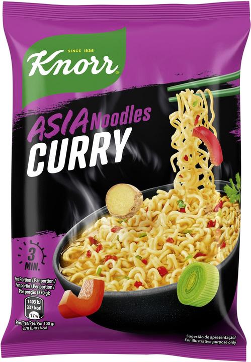 Actual product image Knorr Asia Noodles Curry Bag, Asian instant noodles snack, prepared in just 3 minutes. (70 g)