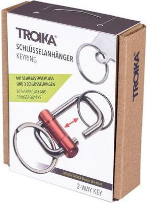 Actual product image Troika 2-WAY KEY Porte-clés avec 3 anneaux et fermeture coulissante, rouge/noir chromé