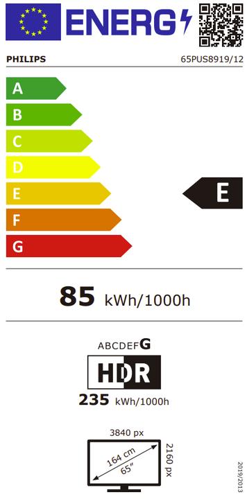 Label énergétique Philips TV 65PUS8919/12 (65", LED, 4K)