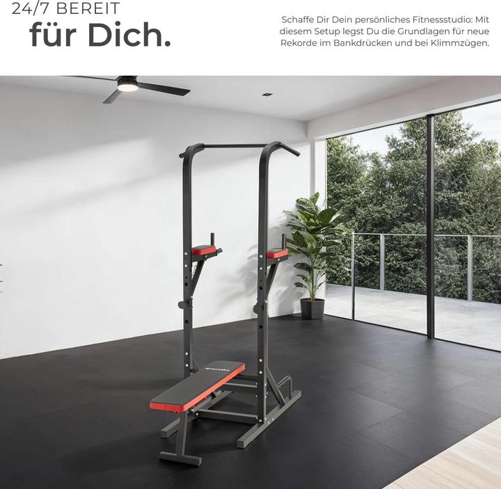 Produktbild tectake Kraftstation mit Klimmzugstange und Hantelbank