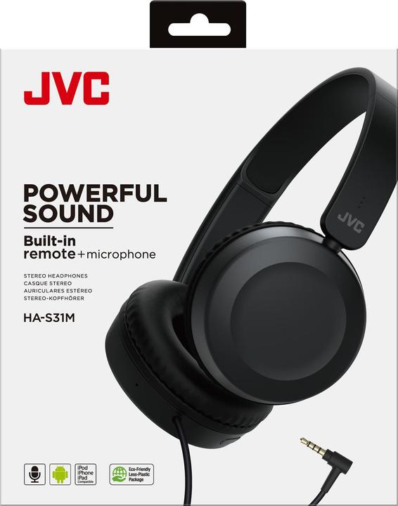 Actual product image JVC HA-S31M-B (on-ear, JA, black colour (ANC, Cable)