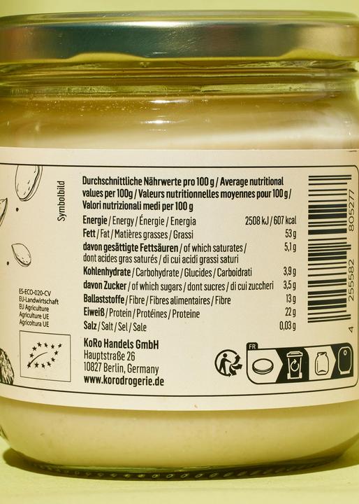 Nährwerte und Zutaten KoRo Bio Mandelmus fermentiert (300 g)