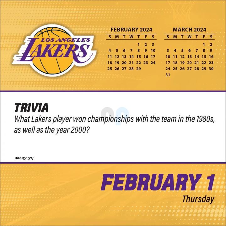 Image du produit NBA - Los Angeles Lakers - Calendrier quotidien détachable dans une boîte2024 (Espagnol, Anglais, Italien, Français, Allemand)