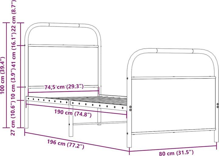 Image du produit VidaXL Lit sans matelas (137 x 190 cm)