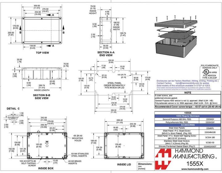 Produktbild Hammond Wasserdichtes PCGehäuse stilvoller Decke (Gehäuse)