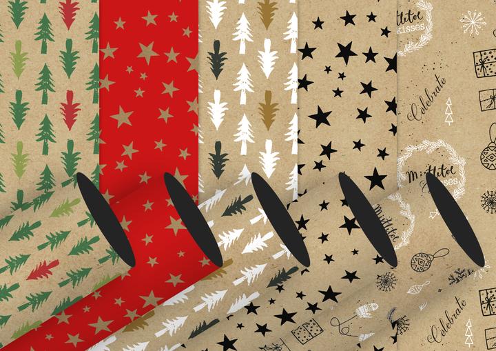 Produktbild Braun + Company Weihn.Packpapier Recycling sortiert (Geschenktüte)