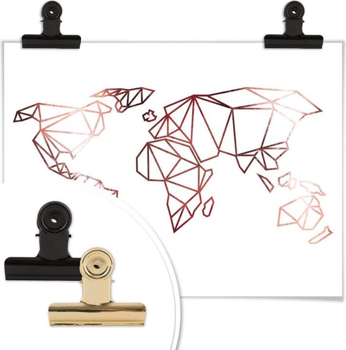 Image du produit Trenddeko Carte du monde en origami - aspect or rose (30 x 24 cm)