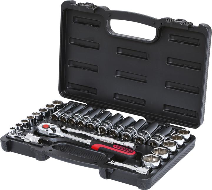 Produktbild KS Tools 3/8" CHROMEplus Steckschlüssel-Satz, 27-teilig, Flank Traction (3/8")