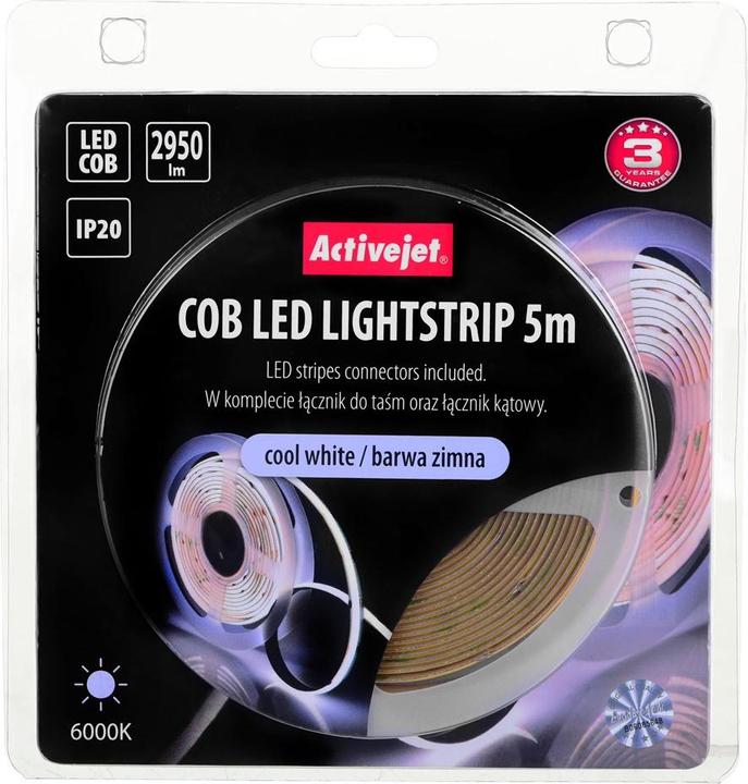 Immagine prodotto Activejet AJE-COB zim Striscia LED Apparecchio universale a striscia per interni (Bianco freddo, 500 cm, Interno)