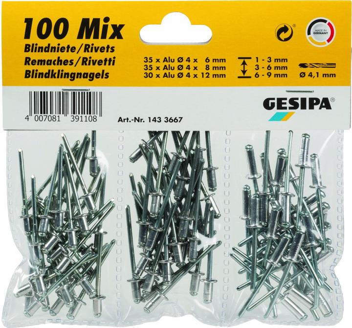 Actual product image Gesipa Blind rivet assortment 100 pcs aluminium
